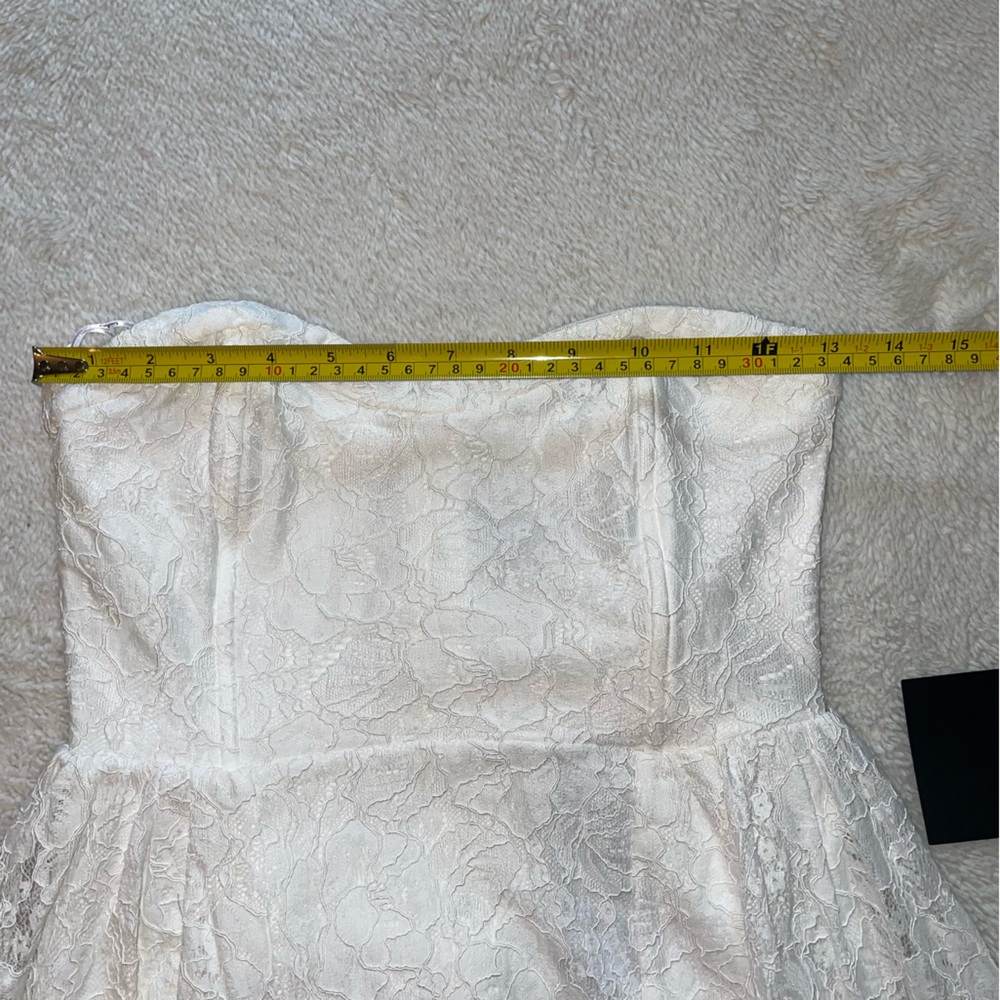 Lulus Curated Charm White Lace Strapless Bustier High-Low Dress - Picture 5 of 9